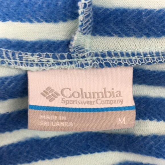 3/$20 Columbia Blue White Striped Melody Spring Hoodie Jacket Womens Medium Zip - Picture 7 of 12